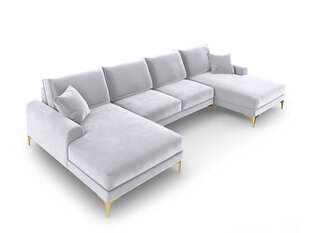 Pehmeä kulmasohva Mazzini Sofas Madara 6S, vaaleanharmaa/kultainen hinta ja tiedot | Kulmasohvat ja divaanisohvat | hobbyhall.fi