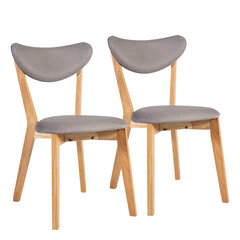 Tuolit 2kpl JONNA 48.5x51.5x78.5cm, harmaa kangaspäällysteinen istuin, kumiset puujalat ja runko, hinta ja tiedot | Ruokapöydän tuolit | hobbyhall.fi