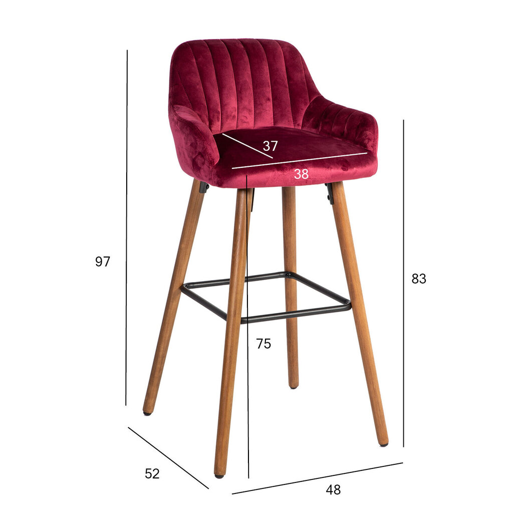 Baarijakkara ARIEL 48x52xH97cm, peitemateriaali: kangas, väri: viininpunainen, pikkoloiset puujalat, hinta ja tiedot | Ruokapöydän tuolit | hobbyhall.fi