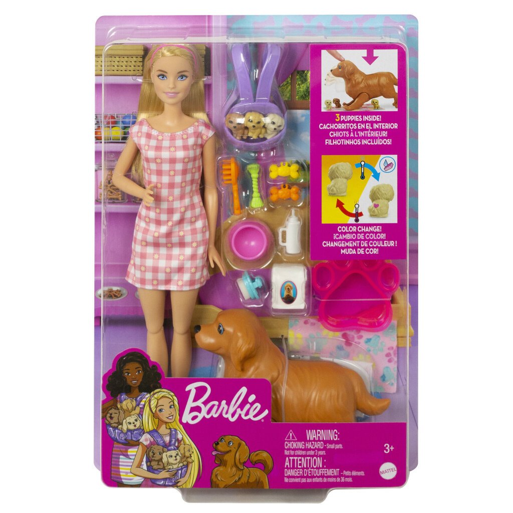 Barbie nukke ja koira pentuineen, HCK75 hinta ja tiedot | Tyttöjen lelut | hobbyhall.fi