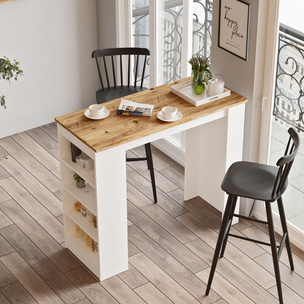 Kalune Design ST1, ruskea / valkoinen baaripöytä hinta ja tiedot | Ruokapöydät | hobbyhall.fi