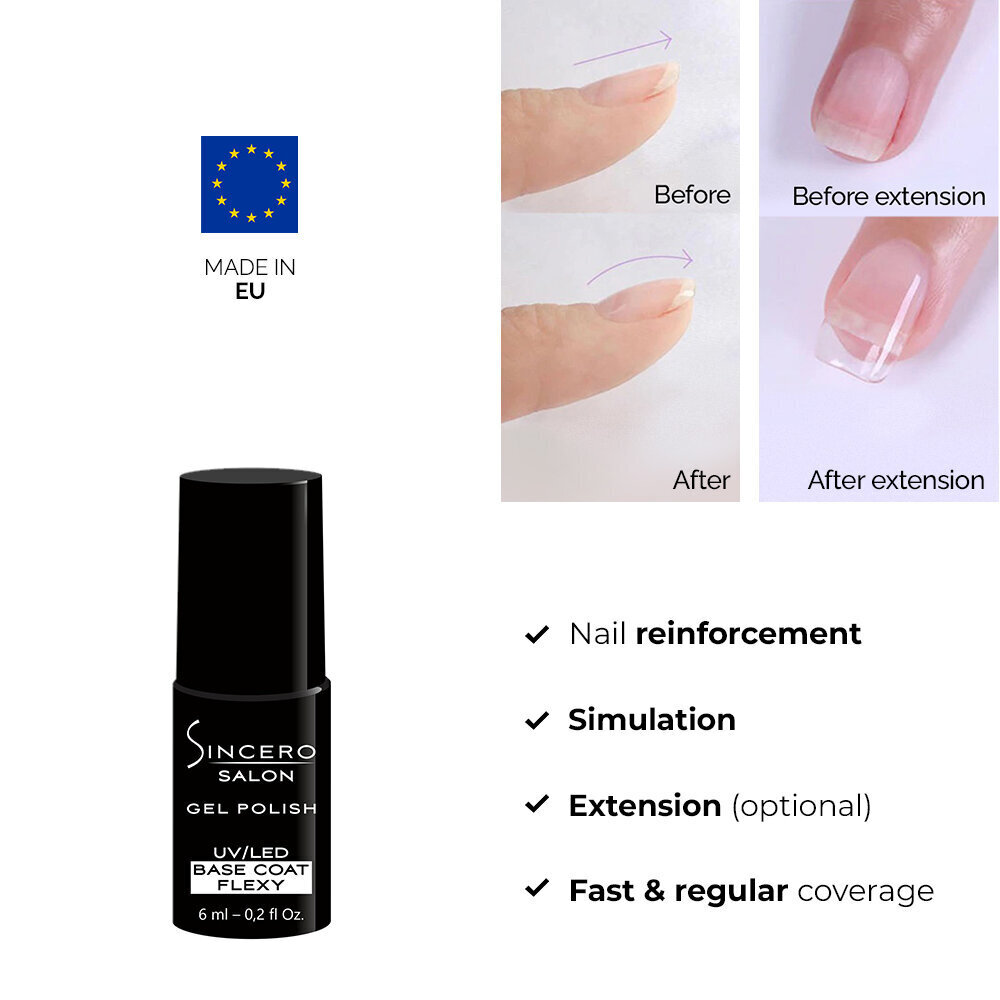 Sarja "Sincero Salon" Base coat Flexy, 6 ml + Top coat, 6 ml hinta ja tiedot | Kynsilakat ja kynsienhoitotuotteet | hobbyhall.fi