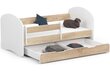 Sänky, jossa patja, irrotettava patjasuoja NORE Smile, 140x70 cm, valkoinen/tammi hinta ja tiedot | Lastensängyt | hobbyhall.fi