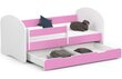Sänky patjalla, vuodevaatelaatikolla ja irrotettavalla suojalla NORE Smile, 140x70 cm, pinkki/valkoinen hinta ja tiedot | Lastensängyt | hobbyhall.fi