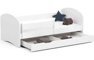 Sänky patjalla, vuodevaatelaatikolla ja irrotettavalla suojalla NORE Smile, 160x80 cm, valkoinen hinta ja tiedot | Lastensängyt | hobbyhall.fi