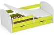Sänky patjalla, vuodevaatelaatikolla ja irrotettavalla suojalla NORE Smile, 160x80 cm, valkoinen/vihreä hinta ja tiedot | Lastensängyt | hobbyhall.fi
