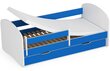 Sänky patjalla, vuodevaatelaatikolla ja irrotettavalla suojalla NORE Smile, 160x80 cm, valkoinen/sininen hinta ja tiedot | Lastensängyt | hobbyhall.fi