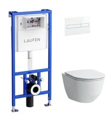 WC-setti Laufen Pro Uusi + LIS CW1 + Ohut hitaasti sulkeutuva kansi + valkoinen huuhtelulaatikkopainike hinta ja tiedot | WC-istuimet | hobbyhall.fi