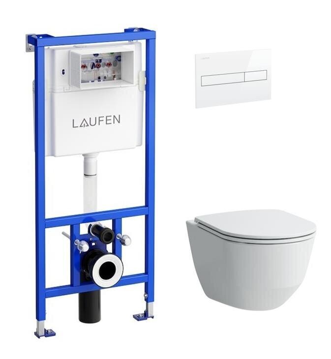 WC-setti Laufen Pro New LIS CW1 + hidastettu kansi + valkoinen tyhjennyspainike hinta ja tiedot | WC-istuimet | hobbyhall.fi