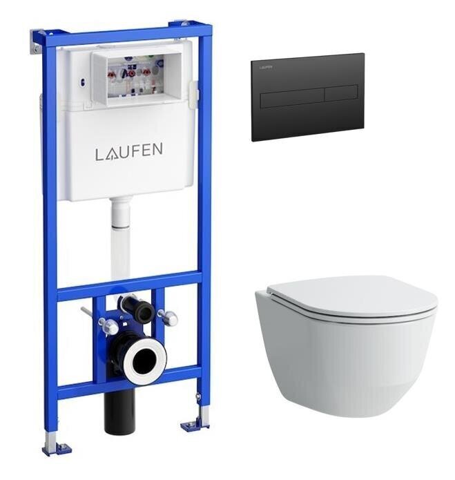 WC-sarja Laufen Pro New + LIS CW1 + ohut hitaasti sulkeutuva kansi + mattamusta säiliöpainike hinta ja tiedot | WC-istuimet | hobbyhall.fi