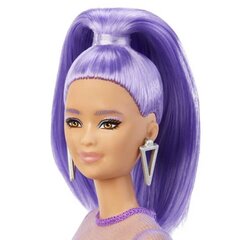 Fashionista Barbie-nukke kiiltävässä lila-mekossa, HBV12 hinta ja tiedot | Tyttöjen lelut | hobbyhall.fi