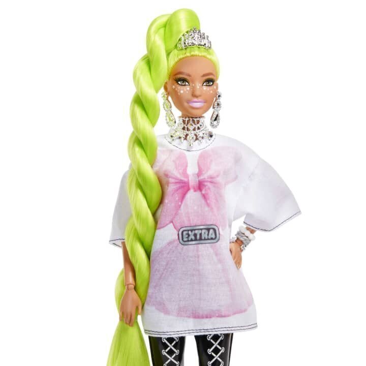 Barbie-nukke Extra Valkoinen Tunika Neonvihreät Hiukset hinta ja tiedot | Tyttöjen lelut | hobbyhall.fi