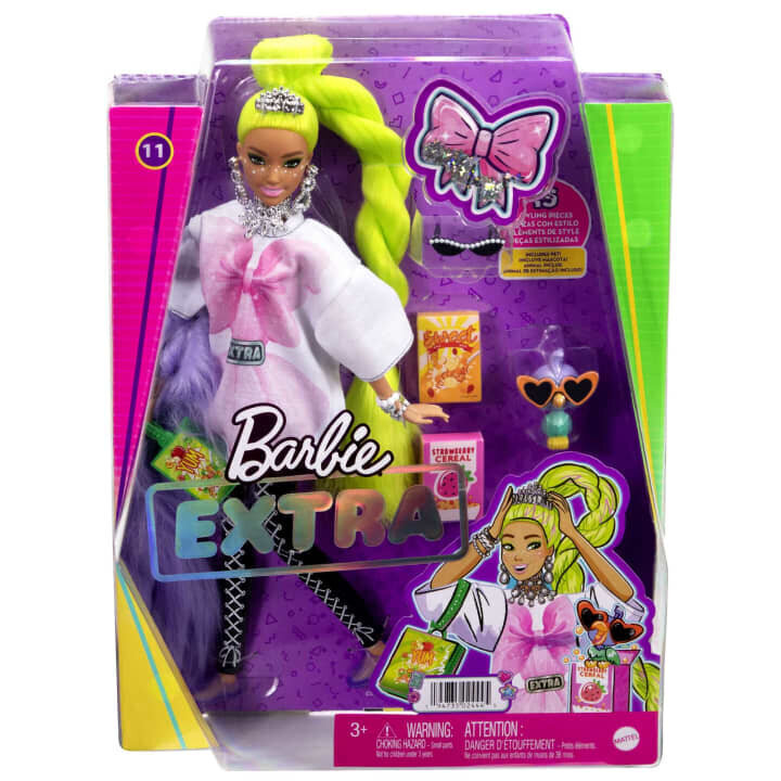 Barbie-nukke Extra Valkoinen Tunika Neonvihreät Hiukset hinta ja tiedot | Tyttöjen lelut | hobbyhall.fi