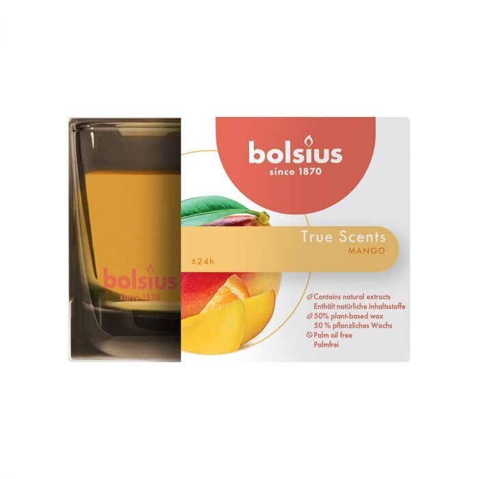 Bolsius-tuoksukynttilä True Scents, 6,3x9 cm, mango. hinta ja tiedot | Kynttilät ja kynttilänjalat | hobbyhall.fi
