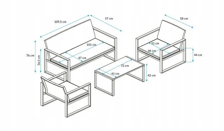 Ulkokalusteet Minimalistinen, harmaa. hinta ja tiedot | Puutarhakalusteet | hobbyhall.fi