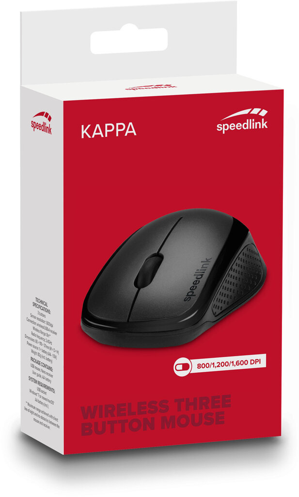 Langaton hiiri Speedlink Kappa, musta (SL-630011-BK) hinta ja tiedot | Hiiret | hobbyhall.fi