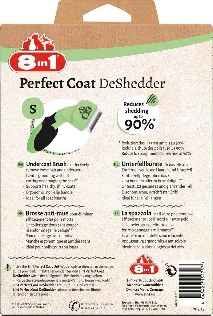 8in1 Perfect Coat Deshedder S pohjavillanpoistaja pienille koiraroduille hinta ja tiedot | Eläinten hoitotuotteet | hobbyhall.fi