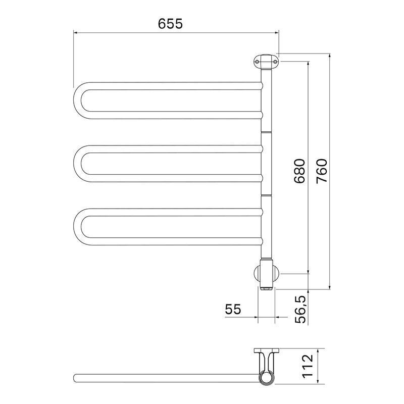 Pyyhekuivain PAX U 3/650 26-1021, hinta ja tiedot | Kylpyhuoneen patterit ja pyyhekuivaimet | hobbyhall.fi