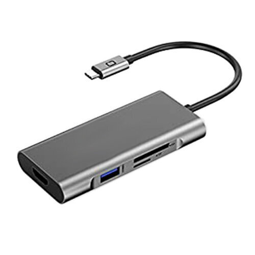 Sovitin USB Type-C - 3 x USB 3.0, Type-C PD, HDMI, SD, TF. hinta ja tiedot | Adapterit | hobbyhall.fi