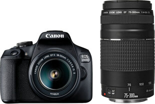 Canon EOS 2000D + 18-55mm IS + 75-300mm -kamerasetti hinta ja tiedot | Kamerat | hobbyhall.fi