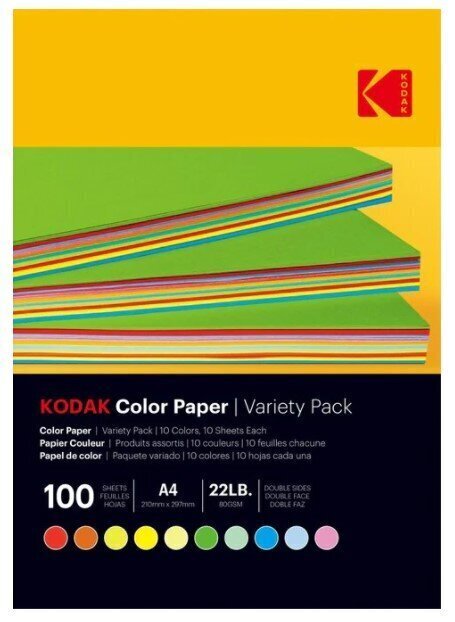 Kodak Color Paper 9891300 paperi, A4, 80g/m², 100 arkkia hinta ja tiedot | Vihkot, muistikirjat ja paperit | hobbyhall.fi