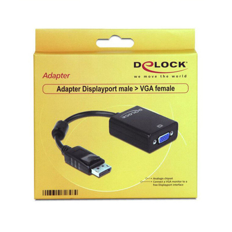 Adapteri Delock Displayport(M)-> VGA(F) 12.5cm. hinta ja tiedot | Adapterit | hobbyhall.fi