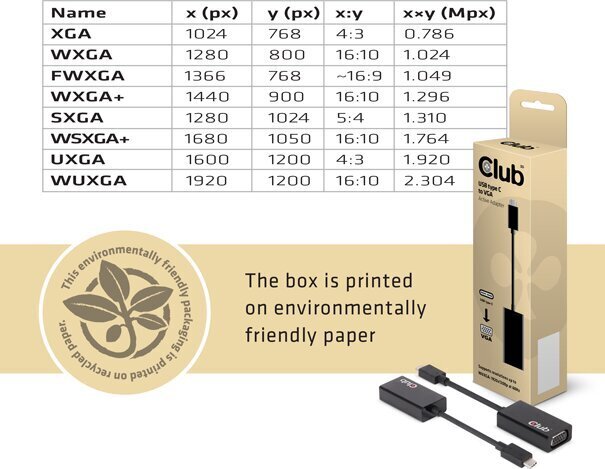 Club 3D CAC-1502 USB 3.1 Type-C Male VGA, 0,15 m hinta ja tiedot | Kaapelit ja adapterit | hobbyhall.fi