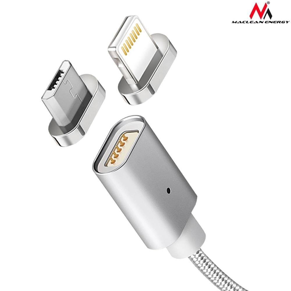 Magneettinen mikro-USB-kaapeli hopea Maclean Energy MCE 160 hinta ja tiedot | Kaapelit ja adapterit | hobbyhall.fi