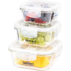 -Ruoan säilytyslaatikot tyhjiökannella LAMART Air, 320/520/800 ml, 3 kpl hinta ja tiedot | Elintarvikkeiden säilytysastiat | hobbyhall.fi