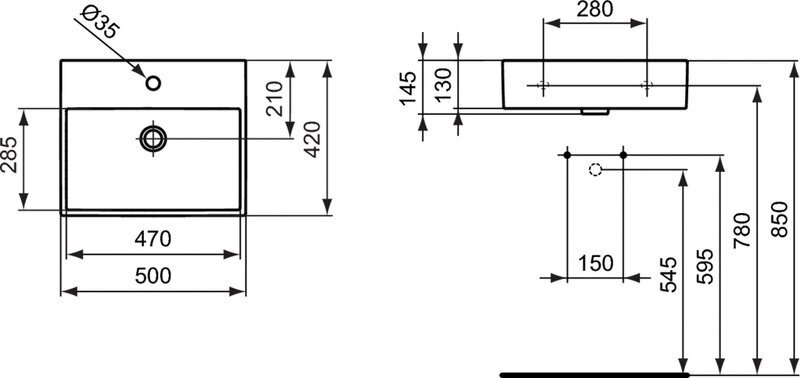 Pesuallas Ideal Standard Strada, 50x42 cm, K077701. hinta ja tiedot | Pesualtaat | hobbyhall.fi