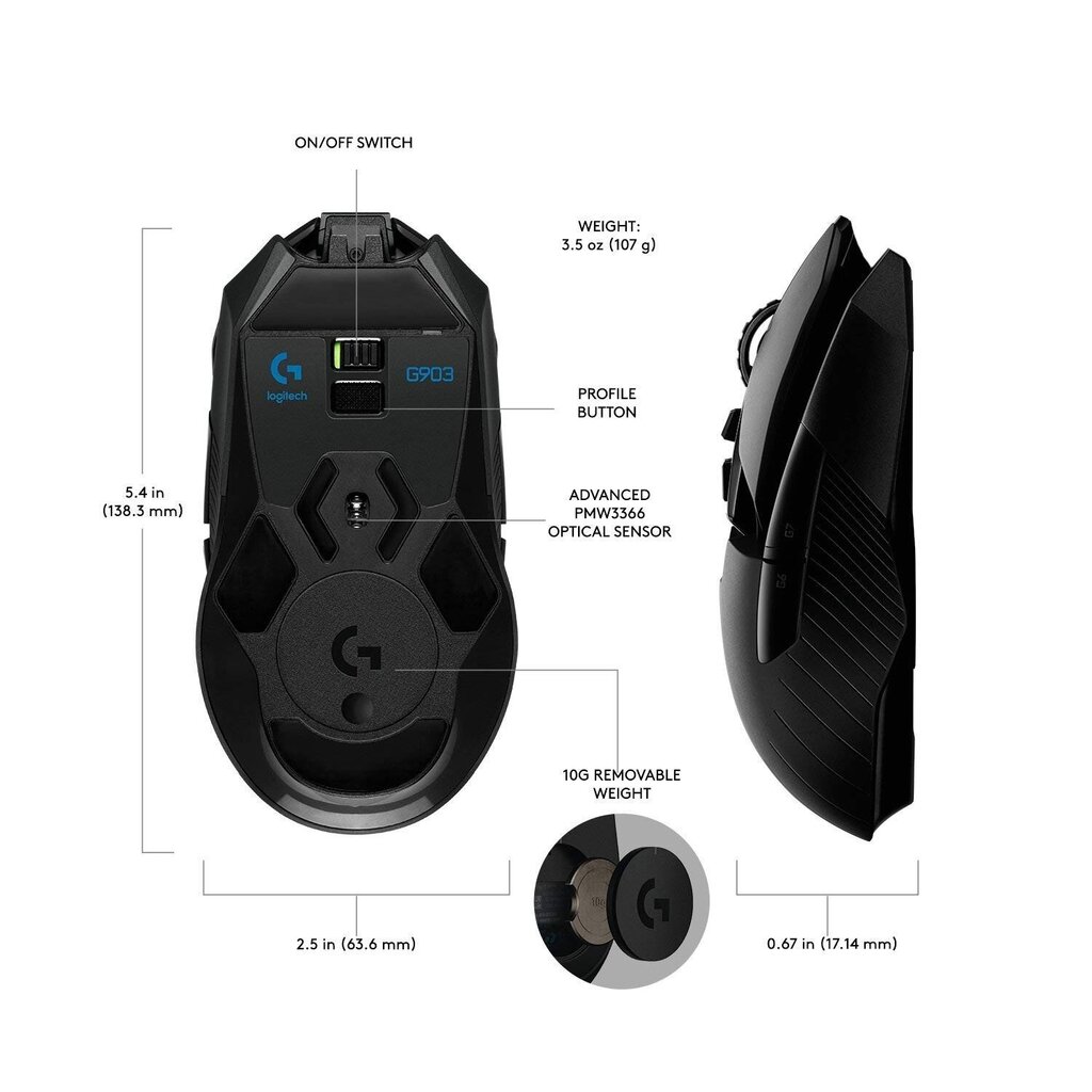 Logitech G903, musta hinta ja tiedot | Hiiret | hobbyhall.fi