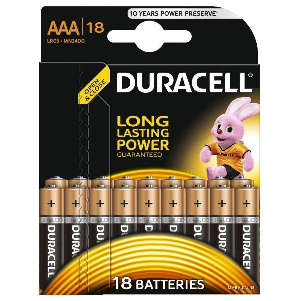 Duracell paristot AAA MN2400 Alkali LR03 1,5V, 18 kpl. hinta ja tiedot | Paristot | hobbyhall.fi