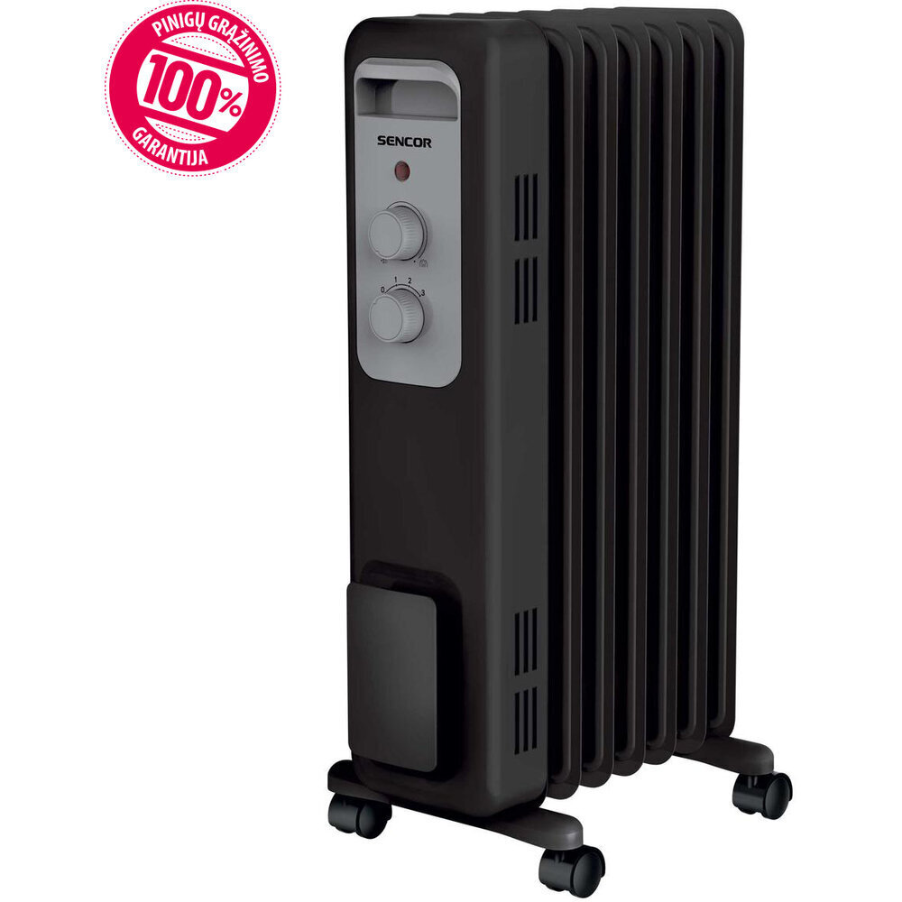 Öljytäytteinen sähköpatteri SENCOR SOH 3307BK, 1500W, 7 osaa hinta ja tiedot | Lämmittimet | hobbyhall.fi