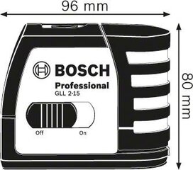 Lineaarinen laservaaka Bosch GLL 2-15 + yleispidike BM 1 (0601066J00) hinta ja tiedot | Käsityökalut | hobbyhall.fi