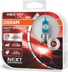 Polttimot Osram Night Breaker Laser (seuraava sukupolvi) HB3, 9005, 2 kpl hinta ja tiedot | Osram Autotuotteet | hobbyhall.fi