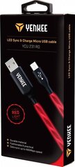 Valaistu (LED) kaapeli YENKEE, 2.0 USB A - micro USB (USB B), 480 Mbps, 5V/2.1A, 1m, punainen hinta ja tiedot | Kaapelit ja adapterit | hobbyhall.fi