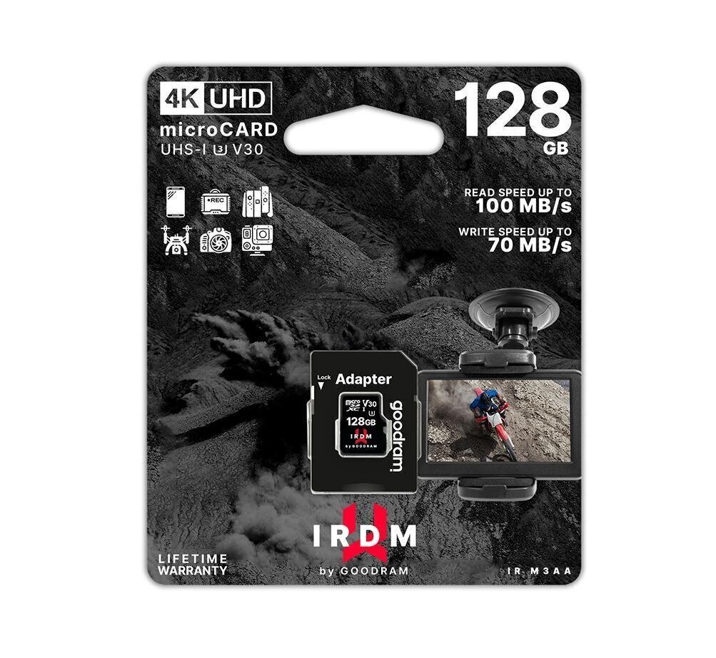 GoodRam microSDXC 128GB (+ SD-sovitin), hinta ja tiedot | Kameran muistikortit | hobbyhall.fi