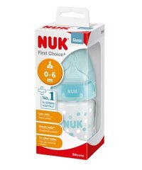 Polypropyleeni pullo silikonista tutilla NUK First Choice + M, 0 6kk, 120 ml hinta ja tiedot | NUK Lapset | hobbyhall.fi