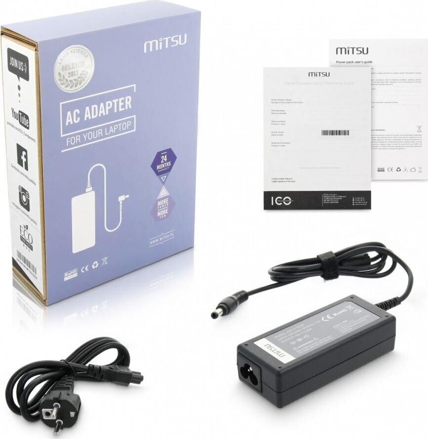 Mitsu 19V, 3.4A, 65W hinta ja tiedot | Kannettavien tietokoneiden laturit | hobbyhall.fi