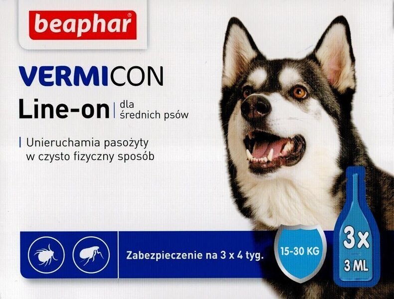 Antiektoparasiittipisarat koirille Beaphar Vermicon Koira M 15-30 kg, 3x3  ml hinta 