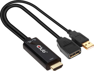 Adapter Club 3D HDMI - DisplayPort 1.2, USB-virtalähde, 25 cm hinta ja tiedot | Adapterit | hobbyhall.fi