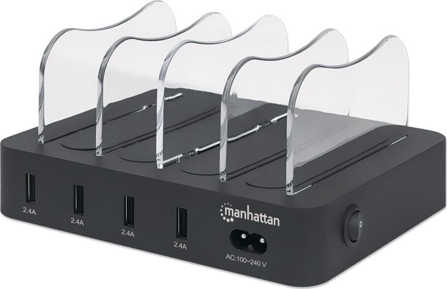 Puhelinlaturi Manhattan 4x USB-A 5V 2.4A 34W hinta ja tiedot | Puhelimen laturit | hobbyhall.fi
