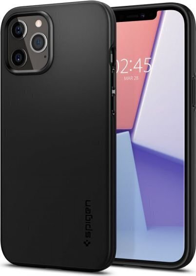 Spigen 107480, iPhone 12, iPhone 12 Pro, musta. hinta ja tiedot | Puhelimen kuoret ja kotelot | hobbyhall.fi