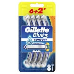 Kertakäyttöiset parranajokoneet Gillette Blue3 6 + 2 kpl. hinta ja tiedot | Parranajo ja karvanpoisto | hobbyhall.fi