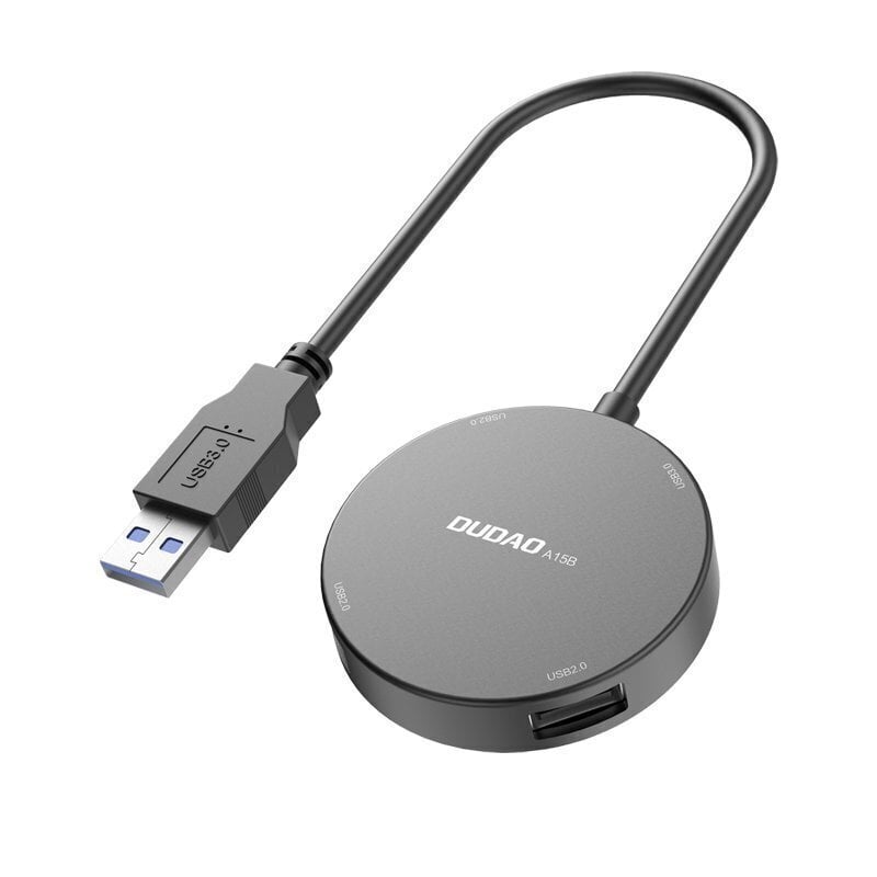 Dudao 4in1 USB 1x USB 3.2 Gen 1 / 3x USB 2.0 HUB sovitin Hub + kaapeli musta (A15B) hinta ja tiedot | Adapterit | hobbyhall.fi