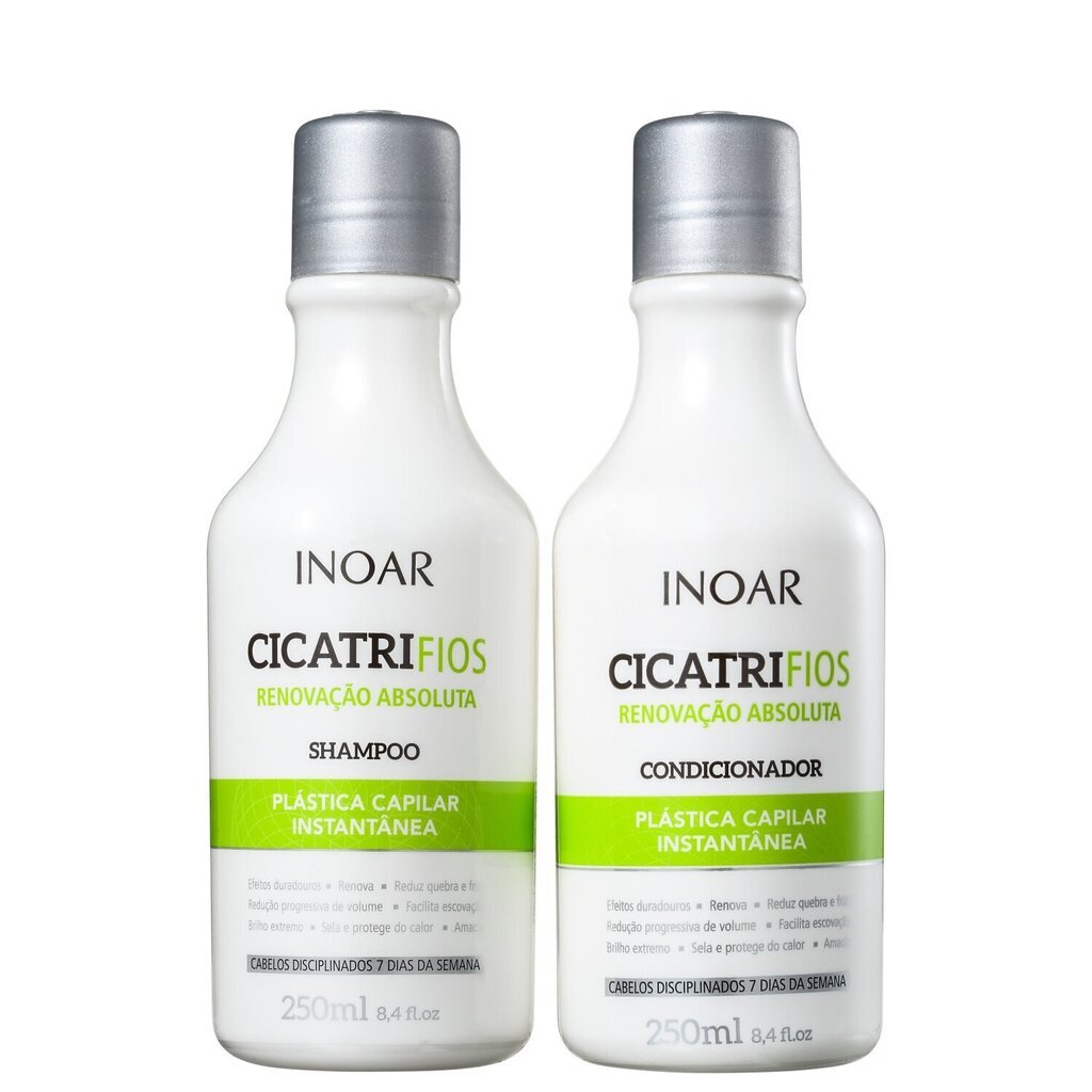 Hiustenhoitosetti vaurioituneille hiuksille INOAR CicatriFios Duo Kit: shampoo 250 ml + hoitoaine 250 ml hinta ja tiedot | Shampoot | hobbyhall.fi