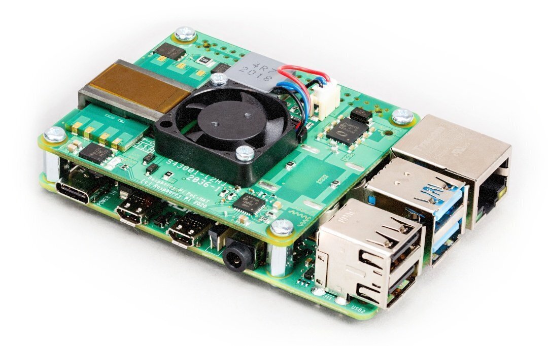 Raspberry Pi PoE + Hattu - sopii Raspberry Pi 4B / 3B +. hinta ja tiedot | Mikrokontrollerit | hobbyhall.fi