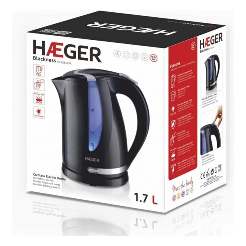 Vesikannu Haeger 2200 W (1,7 L) hinta ja tiedot | Vedenkeittimet | hobbyhall.fi