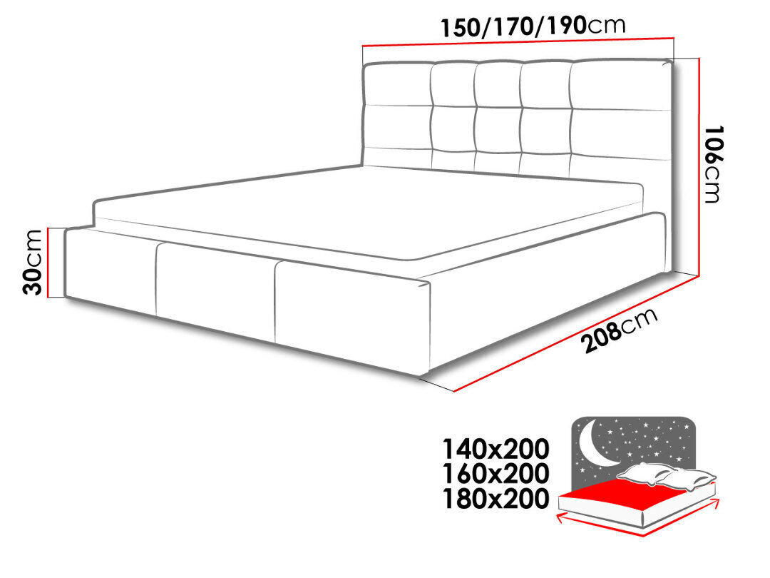 Sänky SWIFT 140x200 cm hinta ja tiedot | Sängyt | hobbyhall.fi