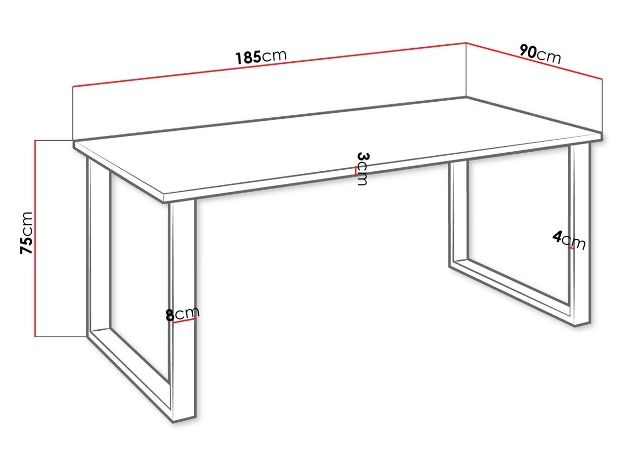 Imperial pöytä 90 x 185 cm, hinta ja tiedot | Ruokapöydät | hobbyhall.fi